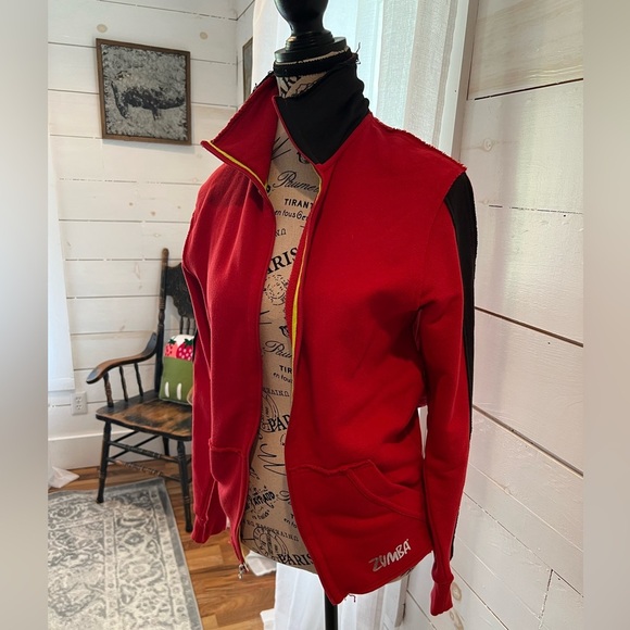 Zumba Fitness Red & Black Women's Jacket, XS, extra suave, EUC, distressed - Picture 1 of 10